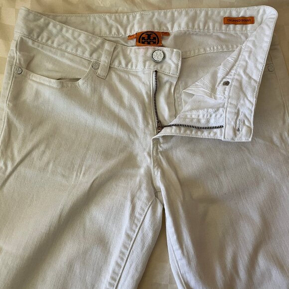 Tory Burch Denim - TORY BURCH Cropped Skinny White Jeans 4 Pockets Size 28